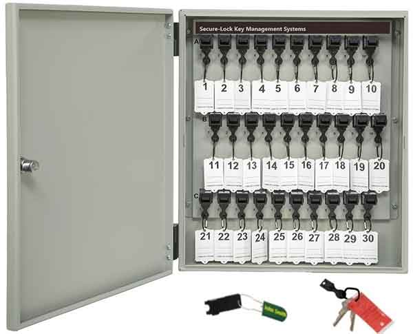 Secure-Lock-Key-Cabinet Woman selects a key from a Key Box System