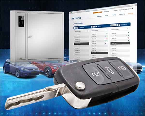 Woman selects a key from a Key Box System