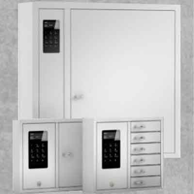 Woman selects a key from a Key Box System